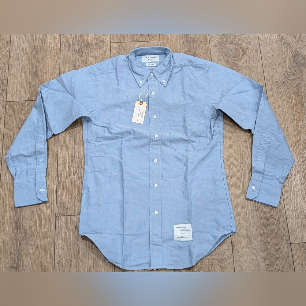 $490 Mens THOM BROWNE Classic Dress Shirt Light Blue 4 (XL)